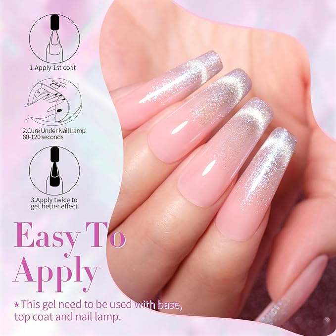 Born Pretty Cat Magnetic Gel Nail Polish Set Auroras 9D Cat Magnetic Eye Glitter Gel Polish Nail Art Manicure Collection Gift 6PCS 7ML