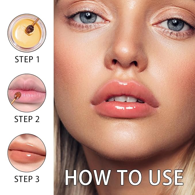 2PCS Lip Mask Overnight, Honey&Strawberry Moisturizing Repair Sleeping Lip Balm, Fade Lip Lines Bee Lip Balm, Hydrating &Prevention Dry and Crack Lip Scrubs Exfoliator (Honey & Honey)