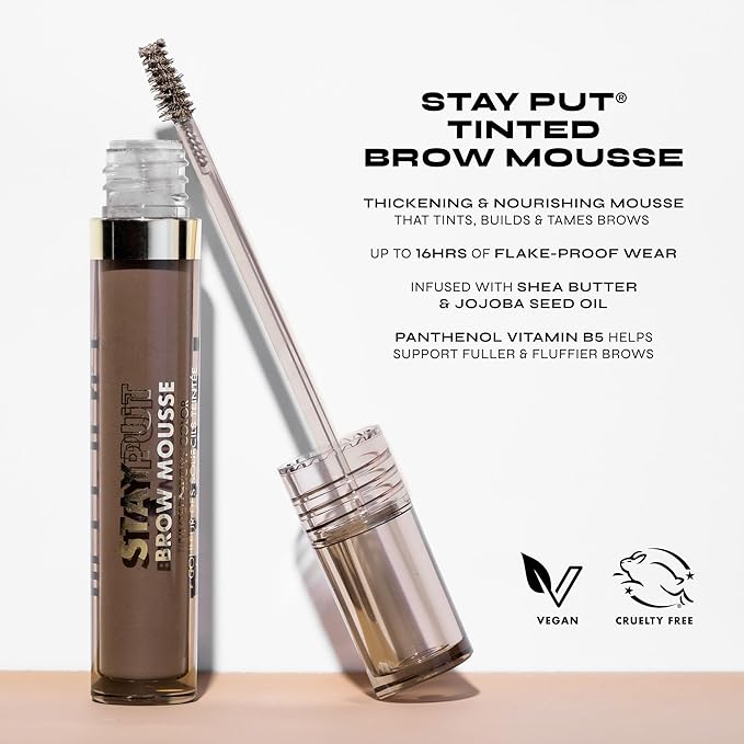 Milani Brow Tint- Stay Put Tinted Brow Mousse, Nourishing, High-Pigment infused with Shea Butter, Jojoba Seed Oil & Panthenol Vitamin B5- Dark Brown