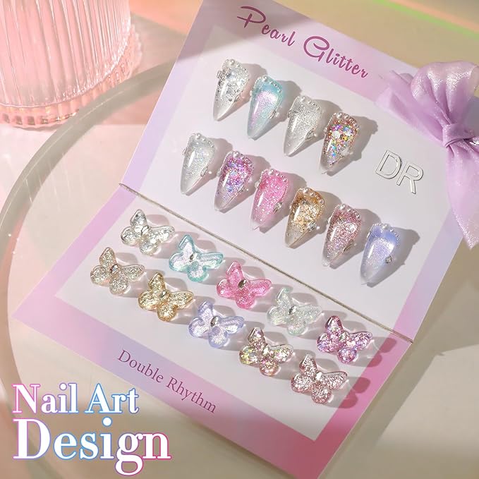 Double Rhythm 28Pcs 0.5Oz Glitter Gel Nail Polish Set Same Color Same Bottle Soak Off Gel Polish Kit Nail Art Manicure Salon DIY at Home (Sparkle Pearl Shimmer Collection-T24-9)