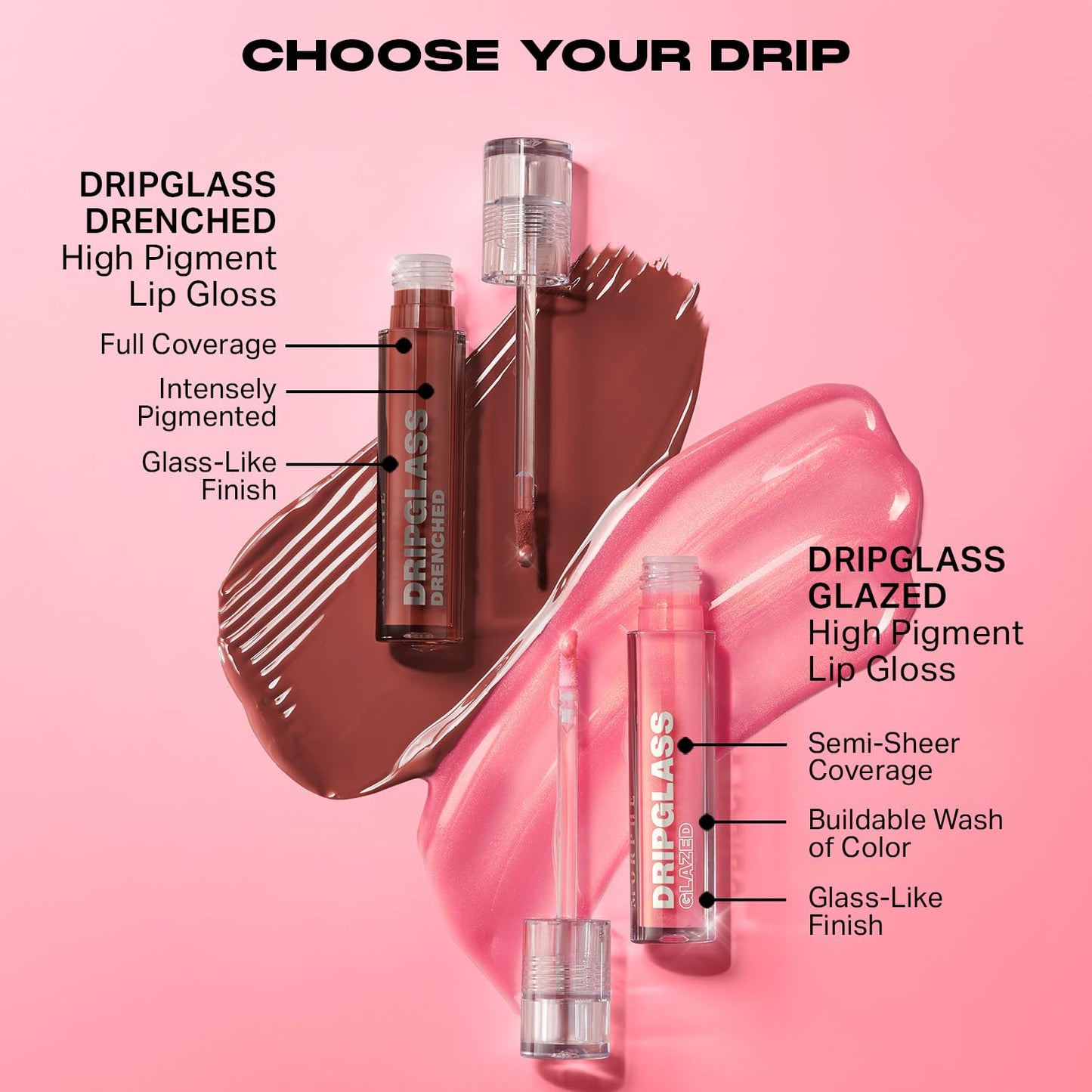 MORPHE Dripglass High Shine Lip Gloss - Glazed, Semi-Sheer & Nourishing Lip Makeup - Buildable Formula Infused with Plant-Derived Squalane & Vitamin E - Unbreakable Brick (0.13 oz)