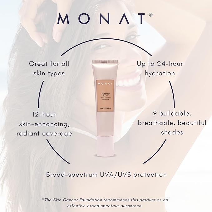 Monat BB Cream SPF 40 - Nude Broad-Spectrum Moisturizer, Lightweight Tinted Coverage, Fragrance-Free, 35ml/1.18 fl. oz.