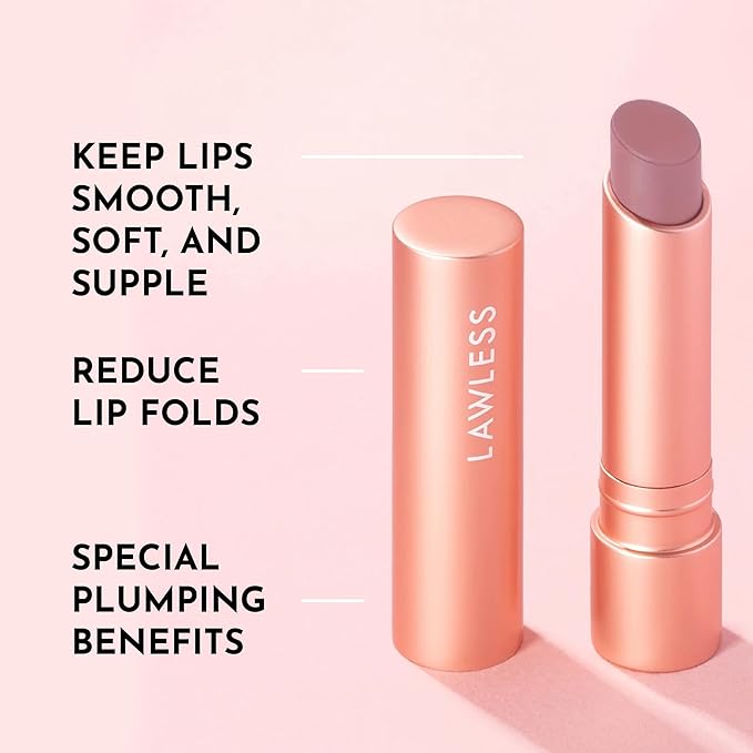 LAWLESS Forget the Filler Lip Plumping Line Smoothing Tinted Balm, Whisper, Pink, 0.09 Ounce