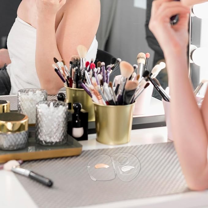 Makeup Mixing Palette, Handheld Foundation Mixing Palette with Foundation Spatula, 180 Degree Expansion Makeup Palette Tray for Makeup Artist and Beginner, Lipstick Eyeshadow Foundation Color Test