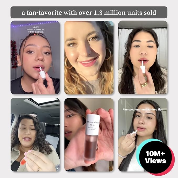 NOONI Korean Lip Oil - Applepeony | Long-Lasting, Moisturizing, Plumping, Revitalizing for Dry Lips, Waterproof, No Peel Off, Hydrating, Nourishing Crystal Clear, 0.12 FL Oz