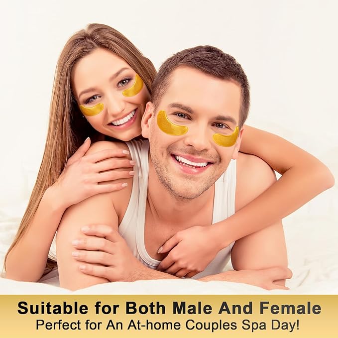 Under Eye Patches (50 Pairs) - 24K Gold Eye Masks Enriched with Abundant Collagen for Dark Circles, Puffy Eyes, Wrinkles - Gifts for Women Skin Care - Vegan & USA Tested