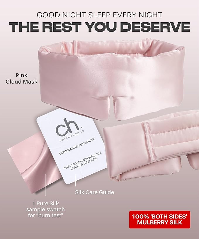 SUNDAYSILKS™ | Adjustable Silk Sleep Mask for Side Sleeper | Cloud-Like Comfort, Weighted for Deep Sleep | Soft Sleep Face Mask for Women & Men, Full Blackout, Cooling Silk Eye Mask for Sleeping
