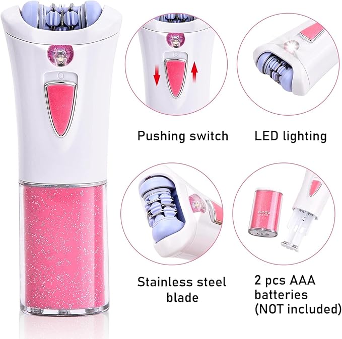 Glabrouse Skin Epilator, Epilators Hair Removal for Facial, Epilators with LED Light, Cordless Hair Removal Device, Epilator for Women, Facial Hair Removal for Bikini Arm Legs Armpits