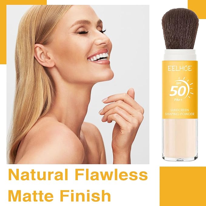 Mineral Sunscreen Setting Powder, SPF 50, Translucent Mineral Brush Powder, Long-Lasting Lightweight Breathable, Natural Matte Finish, Oil Control for All Skin Types