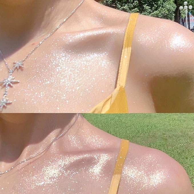 Shimmering Spray Powder Sparkle Powder, kaynest Body Glitter Face High Gloss Spray Highlighter Loose Powder Makeup Spray for Women Hair Nails Makeup (Metallic Silver)