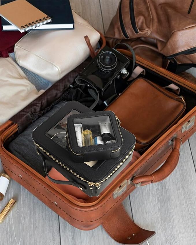 Clear Makeup Bag Small, TSA Approved Portable Toiletry Bag with Zipper Cosmetic Travel Bag Makeup Organizer Case Mini Makeup Pouch for Purse Car Organizer Bag for Women Men