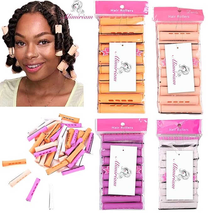 40pcs Perm Rods Set for Natural Hair 4 Sizes Cold Wave Rods Hair Rollers for Women Curling Rods for Long Medium Small Hair Curler Styling DIY Hairdressing ToolsïŒOrange+Beige+Purple+whiteïŒ