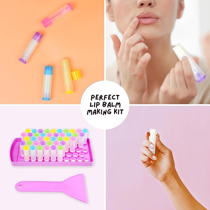Lip Balm Filling Tray and Spatula Set - For 15mm Lip Balm Tubes ONLY - Instantly Fills 50 Standard 3/16 oz (5.5ML) with 15mm width Tubes