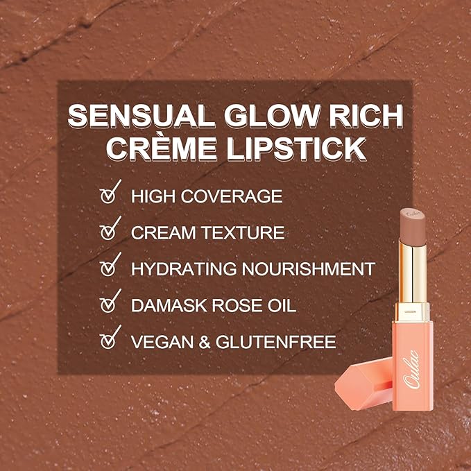 Oulac Color Rich Satin Lipstick Set For Women Nude Brown Lipsticks High Impact Lipcolor Tinted Lip Balm, Nourishing, Satin Finish, Moisturizing Creamy Formula, Vegan Gluten Free (10+12+13)