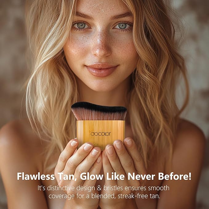 docolor Self Tanner Brush Large Body Makeup Brush, Soft Vegan Tanning Brush no stripes, for Foundation, Self-tanner, Bronzer, Self Tan Back Applicator Body + Face Self-Tan Blending Brush Gift Box