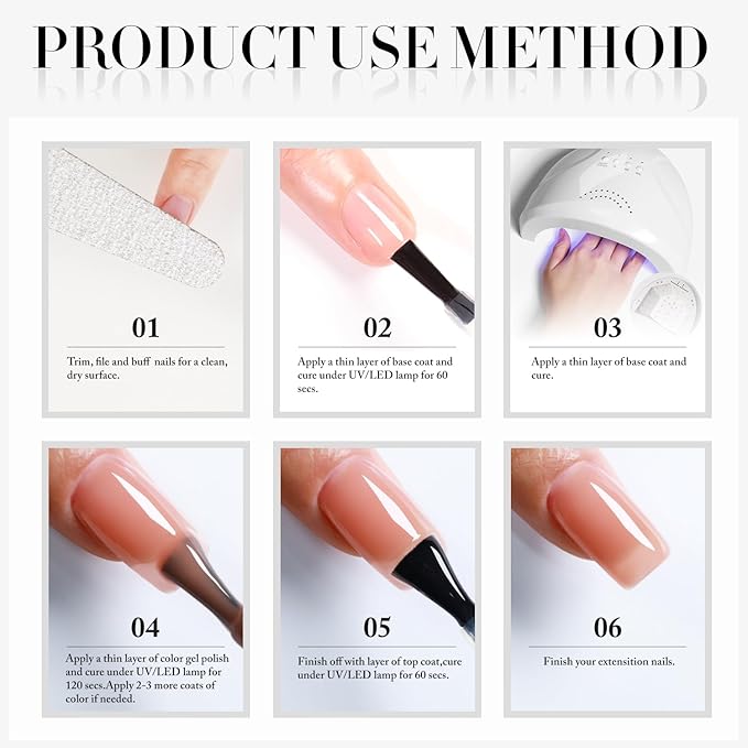 Double Rhythm 0.50 OZ Translucent Gel Polish Same Color Same Bottle Sheer Pastel Neutral Natural Milky 15 ML Jelly UV Nail Art DIY at Home (Beige Nude-A1511)