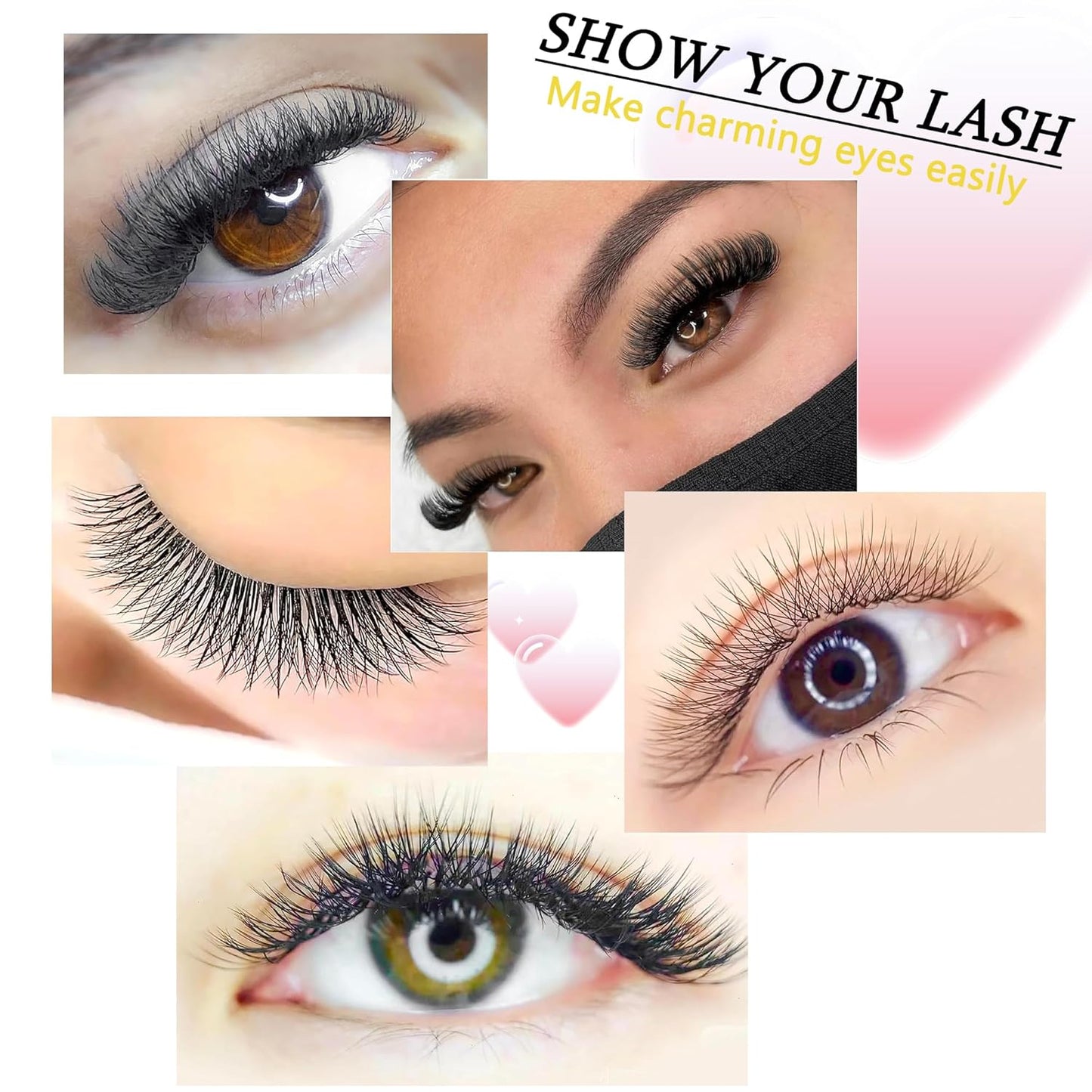 W Lash Extensions Supplies 4D Eyelash Extensions W Shape 0.07mm Thickness C Curl 10mm Premade Fans Easy Fan Lashes Volume Matte Black 12 Rows Crisscross Eye Lashes(W-4D-0.07-C,10mm)