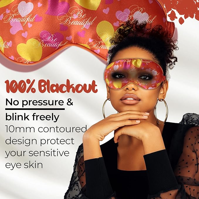 Luxury Sleep Mask – Soft, Adjustable Lightweight & Ultra Comfort-Perfect for Light Blocking Wake up Radiant-Orange