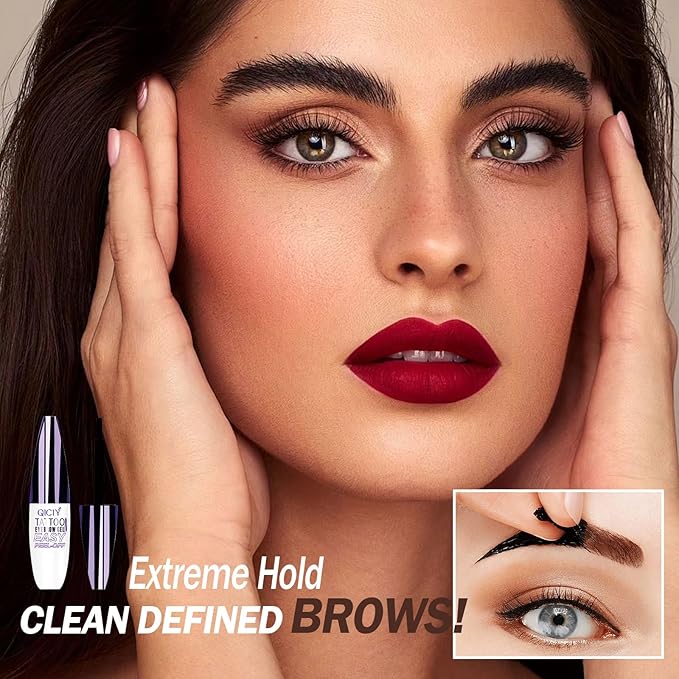 2025 New Tattoo Eyebrow Gel Easy Peel Off for Women, Upgrade Eyebrow Tattoo Peel Off, Transfer-proof Eyebrow Gels Waterproof for All Skin Types (Dark brown)
