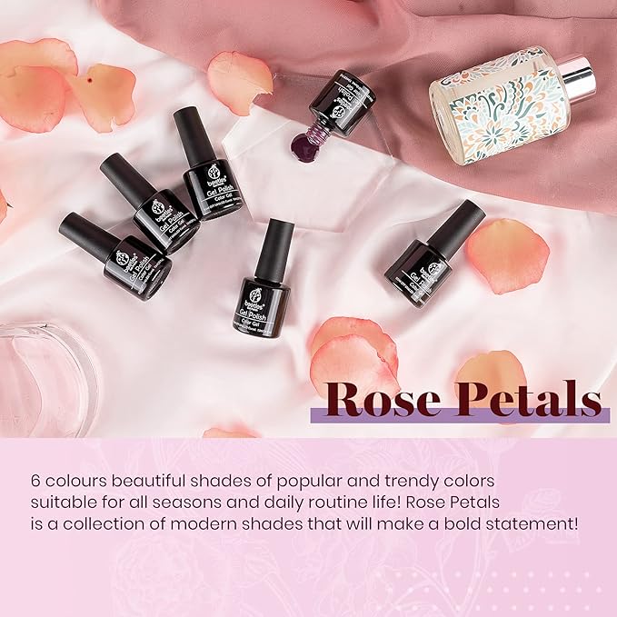 Beetles Purple Gel Nail Polish Set, Fall Burgundy Red Dark Purple Rose Petals Color Soak Off UV Light Cure Gel Polish Nail Art Design Gifts for Women