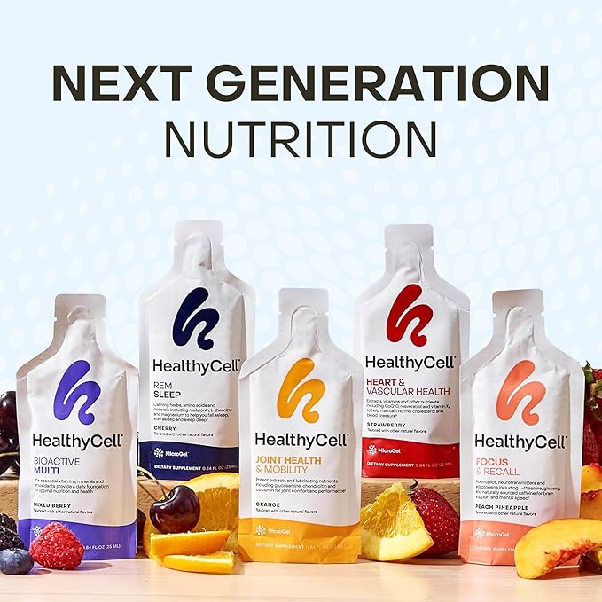 Healthycell Bioactive Daily Liquid Multivitamin for Men & Women – 20+ Essential Vitamins, Minerals & Antioxidants for Brain, Heart, Immune Support, Skin & Hair Support - 14 Gel Packs