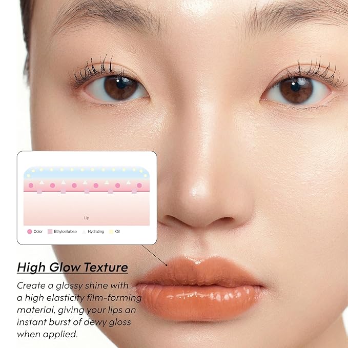 ENTROPY Makeup 2-in-1 Charm Shiny Glowy Lip & Cheek Gloss Tint Keychain, High Pigment Glossy Lip Color & Plumping Gloss, C2 Water Rose Charm