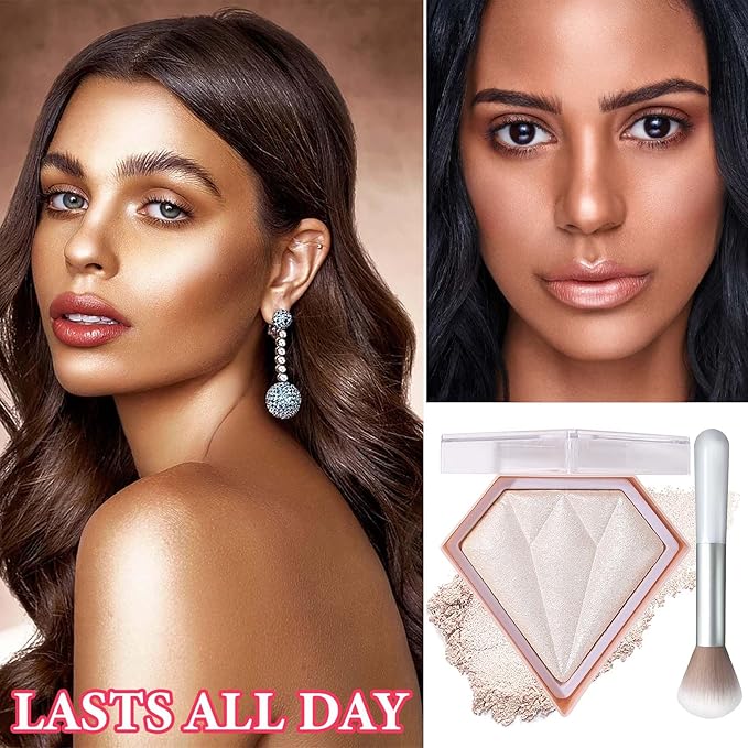 Face Glitter Blush Shimmer Waterproof Highlighter Blusher Powder,Facial Contour Corrector Long Lasting Glitter Illuminator Highlighter Palette Shimmer Highlight Makeup Palette(01#)