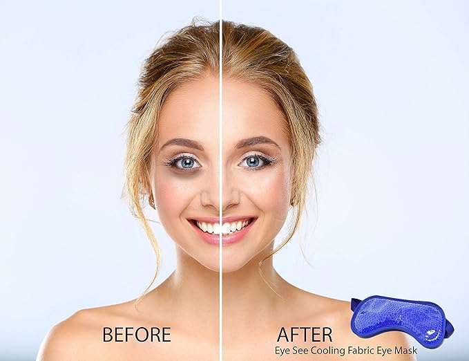 Plush Gel Eye Mask for Puffy Eyes, Blue - Cold Eye mask to Treat Dark Circles, Sinuses, Dry Eyes, and for Allergy Relief - Microwave Safe for Heat Therapy