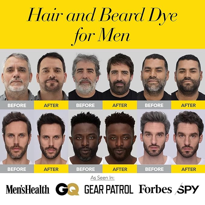 CLEVERMAN Jet Black Hair & Beard Dye for Men, All-in-One Reusable Kit - Permanent, Ammonia-Free, Professional-Quality and Natural-Looking Gray Coverage for Hair, Beard & Mustache