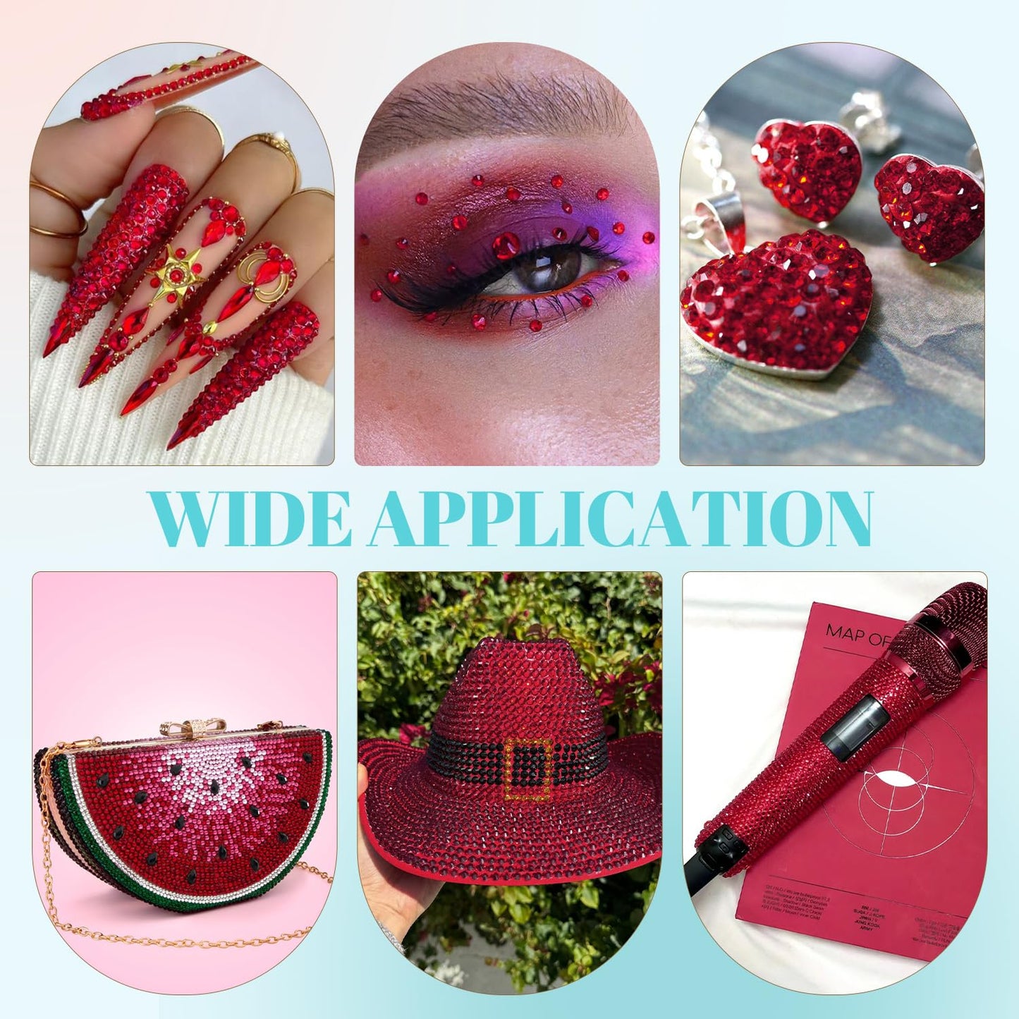 6100Pcs Resin Rhinestones for Crafting with 2Pcs 10ml B7000 Jewelry Glue, 1 Box Flatback Crystals Diamond (Dark Red) for Bedazzling Crafts DIY Nail Art,Non Hotfix Gems for Clothing Shoes Tumblers