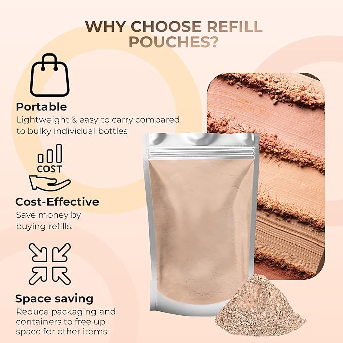 Foundation Powder Refill (Pink Bisque)(12 Gram Bag) By Sweet Face Minerals, Lightweight Mineral Loose Makeup Powder with SPF 20, Full Coverage Flawless Finish, Talc-free, Cruelty-Free, Refill Pouch