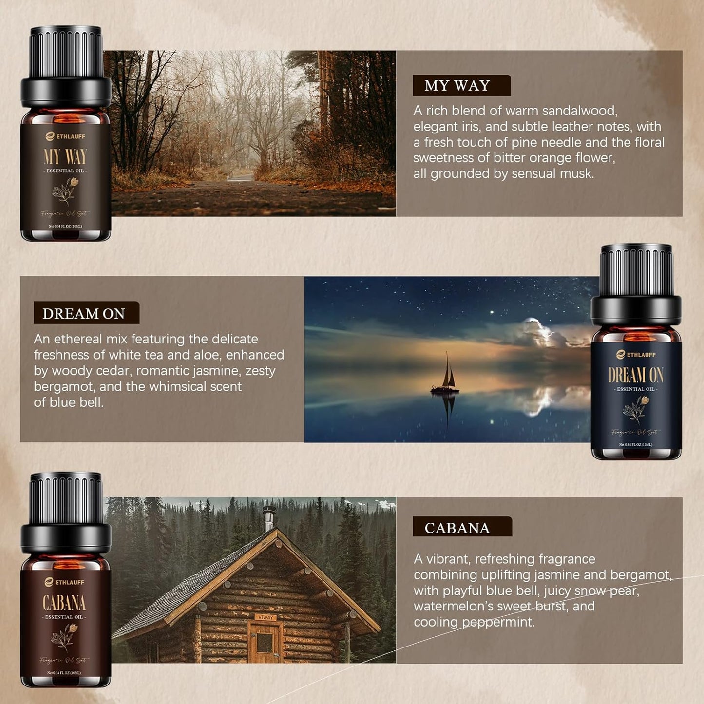 Hotel Diffuser Oils, Hotel Collection Diffuser Oil, Luxury Essential Oil Set for Diffuser, Soap & Candle Making Scents - My Way, Dream On, Cabana, 24k Magic, Black Velvet, Sweetest Taboo