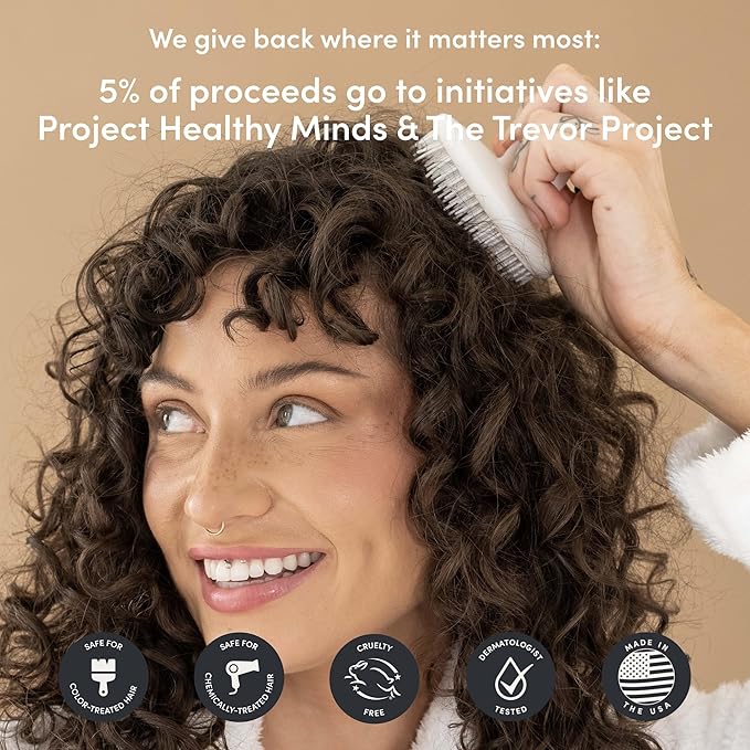 Jupiter Scalp Exfoliator Brush, Detangling Scalp Scrubber Brush, for Wet or Dry Hair, Removes Dandruff & Build-Up, Supports Circulation, Ergonomic Scalp Massager, Good for All Hair Types, White