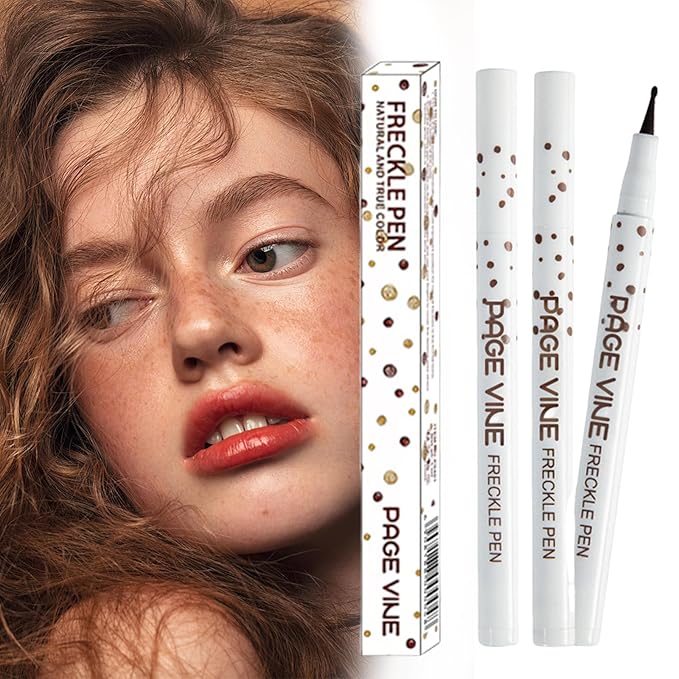 2 Pack Freckle Pen,Liquid Face Fake Freckles Makeup Pen to Create Natural Freckle Makeup and Freck beauty,Fake Freckles Waterproof for Lifelike Sunkissed Makeup,Mole Pen (03Dark+04Espresso)