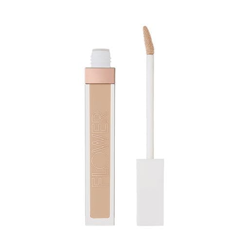 FLOWER Beauty Light Illusion Full Coverage Concealer | Hydrating, Weightless Formula Conceals, Corrects, Covers Dark Circles, Imperfections, Fine Lines and Fatigue | All-Day Wear – Sand (Pack of 2)