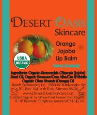 USDA Organic Orange Lip Balm 2 Pack - Over 70% Pure Organic Jojoba Oil, Organic Beeswax, Citrus Scent, Soothes and Softens Dry, Cracked, and Sensitive Lips, Natural Orange Scent No Taste 15 oz/4.6 g