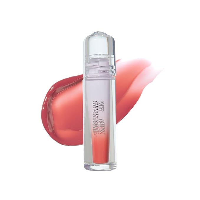 ETUDE Over Glowy Lip Stain Tint #16 Opal Wish | Non-Sticky Vegan Lip Tint | Moisturized & Long-lasting Lip Gloss | Daily Tint for Dry Lips, Korean Makeup