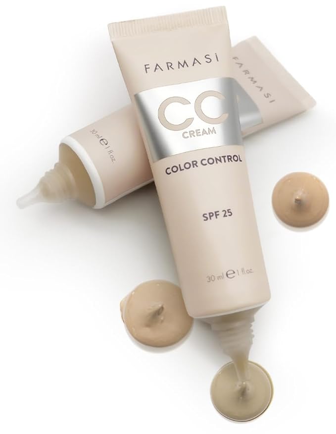 FARMASi CC Color Control Cream, Natural and Flawless Finish, Enriched Formula with Multimineral & Spf 25+, All-Day Hold, All Skin Types, 1 fl. oz, 02 Light ot Medium