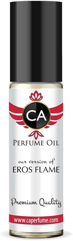 CA Perfume Impression of Eros Flame For Men Replica Fragrance Body Oil Dupes Alcohol-Free Essential Aromatherapy Sample Travel Size Concentrated Long Lasting Attar Roll-On 0.3 Fl Oz/10ml
