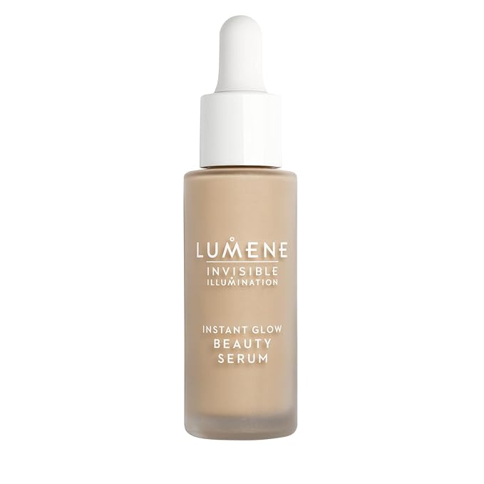 Lumene Invisible Illumination Instant Beauty Glow Serum - Sheer-Coverage Face Makeup + Brightening Serum - Infused with Nordic Algae and Vitamin E for Instant Radiance - Universal Medium (30ml)