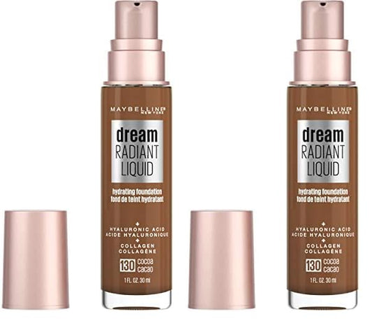 Maybelline Dream Radiant Liquid Medium Coverage Hydrating Makeup, Lightweight Liquid Foundation, Cocoa, 1 Count (Pack of 2)