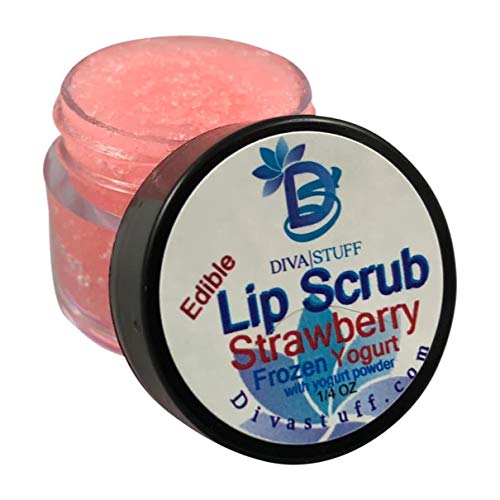 Diva Stuff Ultra Hydrating Lip Scrub for Soft Lips, Gentle Exfoliation, Moisturizer & Conditioner, Strawberry Frozen Yogurt – ¼ oz (Made in the USA)