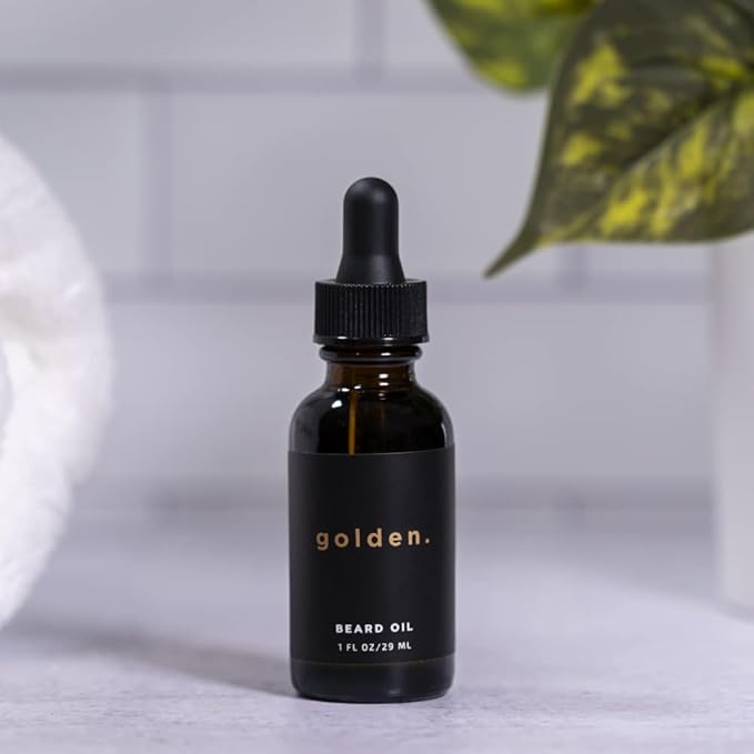 Golden Grooming Co. Beard Oil for Men - Nourishing & Organic Beard Moisturizer - Organic Oil for Beard Growth - All-Natural Formula with Vitamin E - Smooth and Soft Beard - 1 fl oz