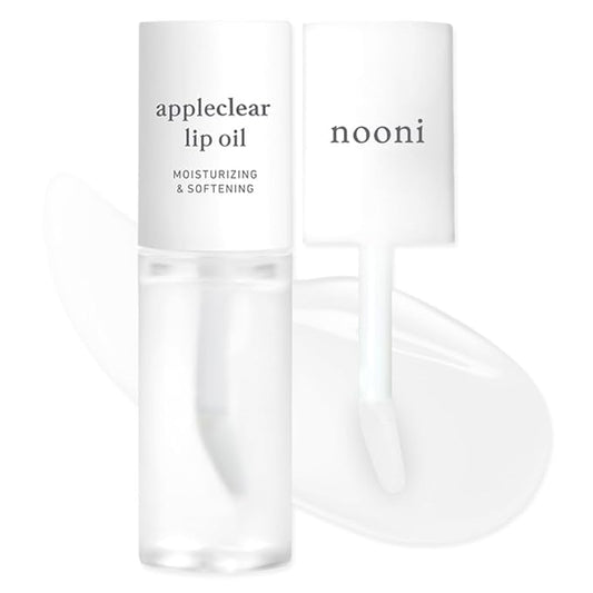 NOONI Korean Lip Oil - Appleclear | Long-Lasting, Moisturizing, Plumping, Revitalizing for Dry Lips, Waterproof, No Peel Off, Hydrating, Nourishing Crystal Clear, 0.12 FL Oz