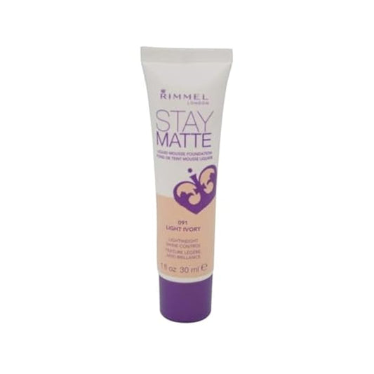 Rimmel London Stay Matte Liquid Mousse - 010 Light Porcelain - Foundation, Lightweight, Shine Control, Oil-Free, 1oz