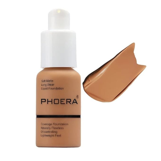 PHOERA Foundation, Flawless Soft Matte Liquid Foundation Makeup for Women.(108# Tan)