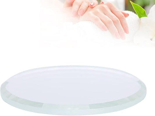 Nail Art Palette, DIY Nail Art Palette Nail Color Mixing Palette Nail Art Manicure Display Drawing Tool Nail Art Plate False Nail Mirror Glass Display Board for Manicure Makeup Paint Art(white)