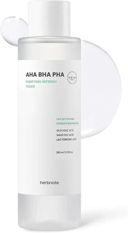 AHA BHA PHA Purifying Refresh Toner - Skin Trouble Eraser, Immediate Exfoliation & Sebum Removal - Contains Niacinamide for Breakouts - Removes Blocked Sebum & Dead Skin Cells, 6.76 f l. oz