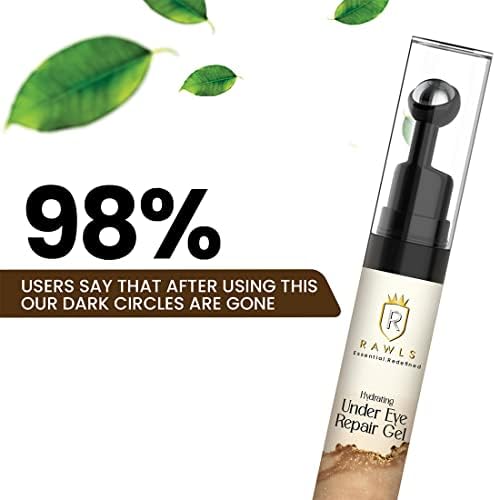 RAWLS 5% Caffeine Eye Serum and Under Eye Roller Cream for Dark Circles and Puffiness, Caffeine Eye Cream with 360° Massage Ball Reduce Wrinkles and Fine Lines-0.5 fl oz