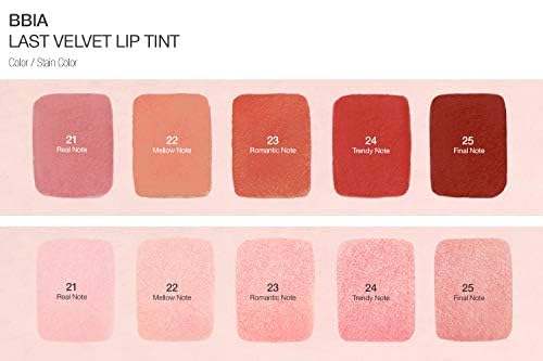 BBIA Last Velvet Lip Tint - Soft & Creamy Matte Finish Lip Stain, Blur Effect with Velvety Texture, Long-Lasting, High Pigment, Lightweight, Non-Drying, Korean Lip Makeup (21 REAL NOTE)